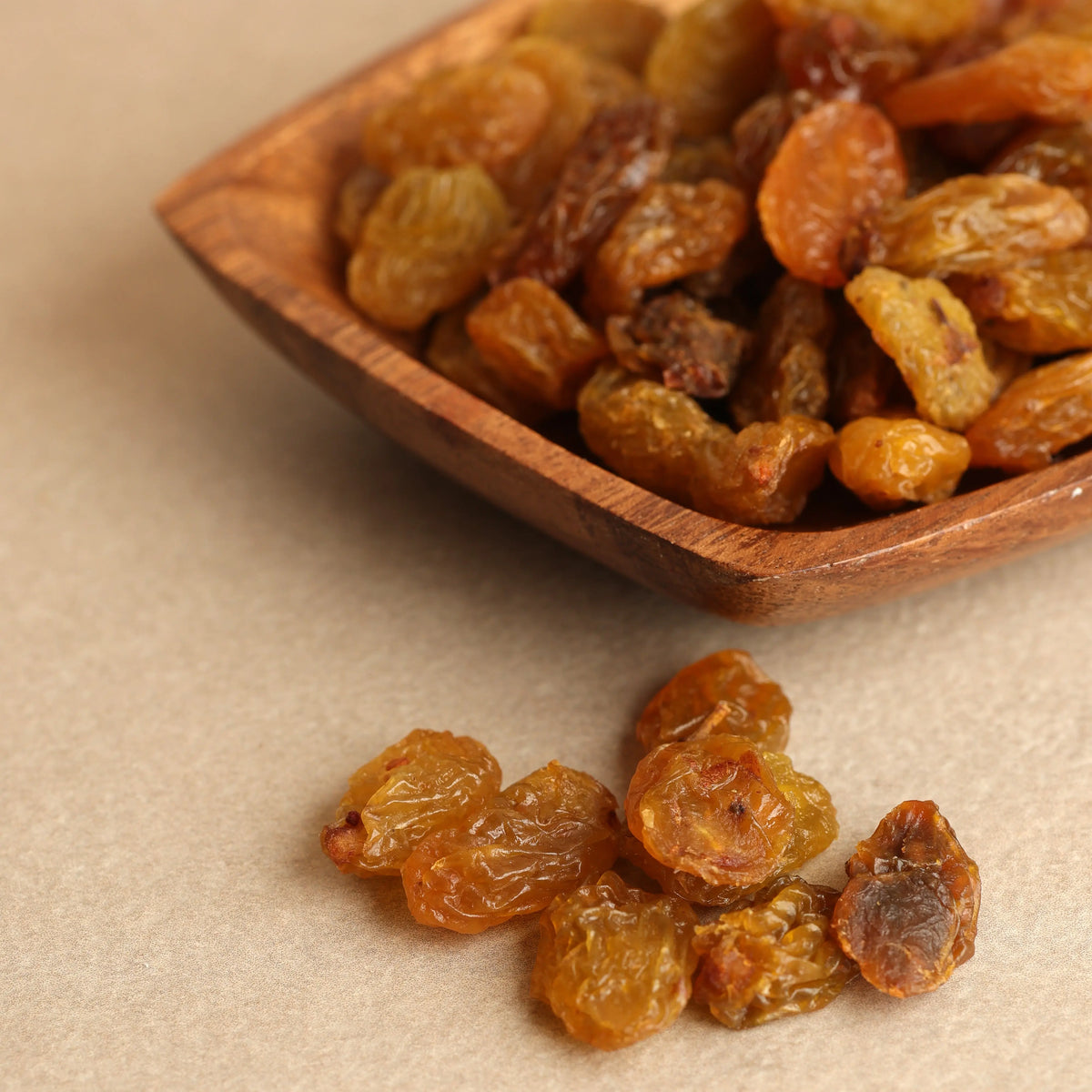 Jumbo golden raisins with a naturally sweet fruity flavor
