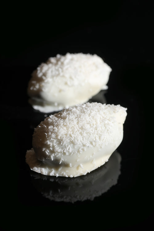 Khudri Date with Coconut Coated in White Belgian Chocolate