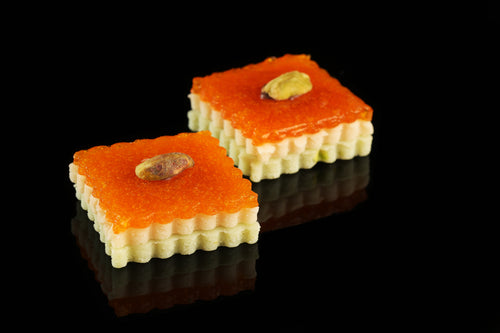 Layered Marzipan with apricot paste